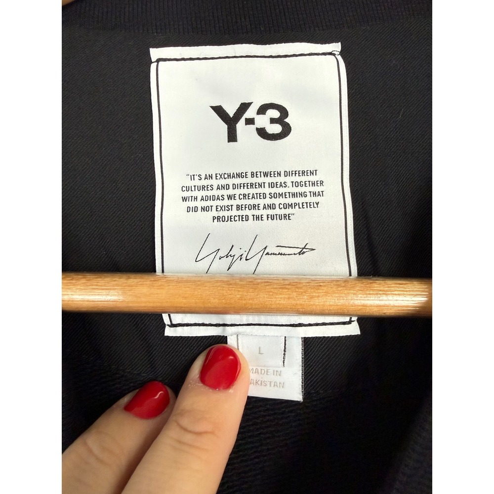 Y3 Adidas Yohji Yamamoto Black Brushed Terry Crewneck Sweatshirt Size Large - Picture 12 of 13